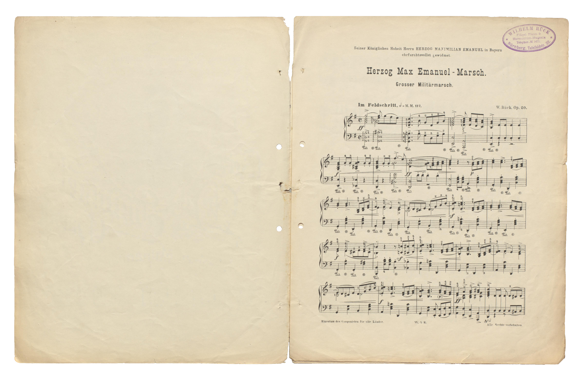 Wilhelm Rück, Herzog Max Emanuel-Marsch, op. 20, 1891 (5. Aufl.)