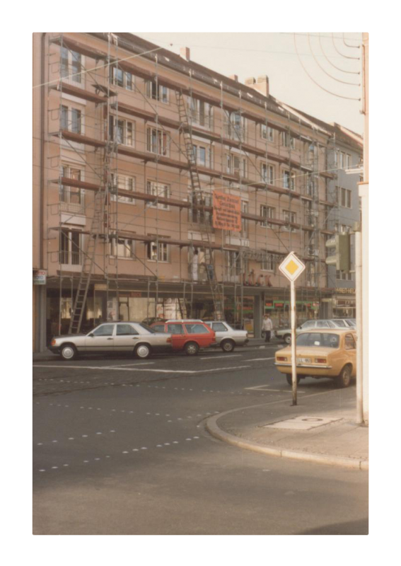 Renovierungsarbeiten am Bau Tafelfeldstraße 22/24, um 1985